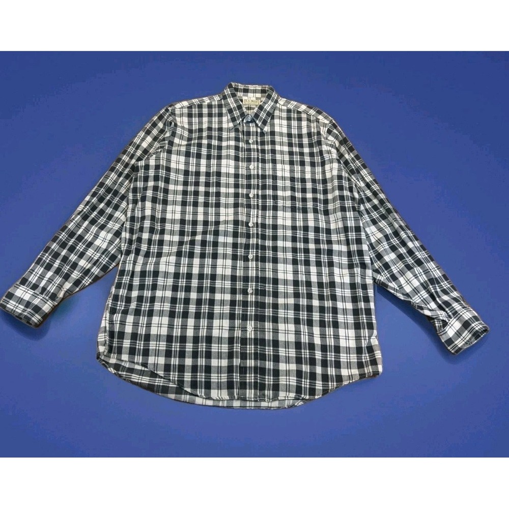 VTG LL Bean Flannel Button Shirt Large Blue Green Soft Heavy Mens 90s Dad LRG/XL